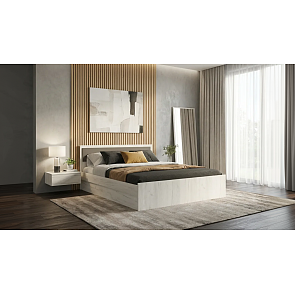 Кровать Фиеста без обивки графит/дуб крафт белый без П/М 1600x2000, изголовье жесткое