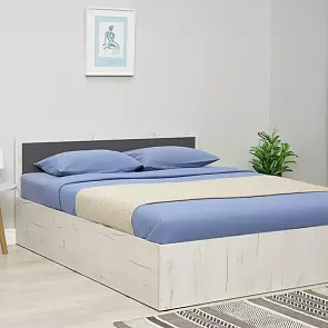 Кровать Фиеста без обивки графит/дуб крафт белый С П/М 1600x2000, ортопедическое основание, изголовье жесткое