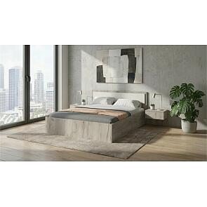 Кровать Фиеста без обивки кашемир/дуб крафт серый с подъемным механизмом 1600x2000, изголовье жесткое