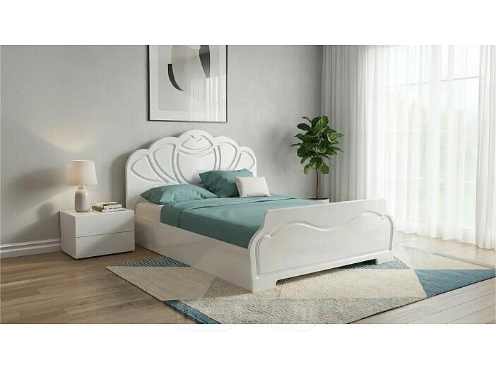 Кровать Гармония без обивки белый глянец холодный/белый без подъёмного механизма 1400x2000, без ортопедического основания, изголовье жесткое