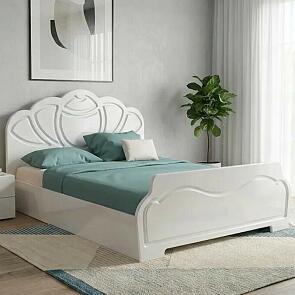 Кровать Гармония без обивки белый глянец холодный/белый без П/М 1400x2000, изголовье жесткое