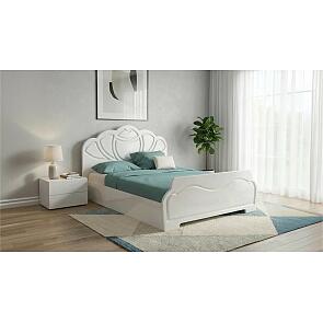 Кровать Гармония без обивки белый глянец холодный/белый без подъёмного механизма 1400x2000, без ортопедического основания, изголовье жесткое