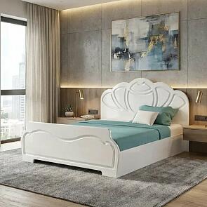 Кровать Гармония без обивки белый глянец холодный/белый без П/М 1600x2000, изголовье жесткое