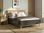 Кровать Кельн без обивки графит/дуб крафт без П/М 160x200, щит-основание, изголовье жесткое
