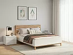 Кровать Кельн без обивки белый глянец/дуб крафт без П/М 160x200, изголовье жесткое