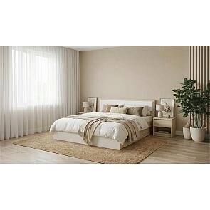 Кровать Мартина без обивки белый/дуб сонома без подъёмного механизма 1600x2000, без ортопедического основания, изголовье жесткое