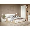 Кровать Муссон искусственная кожа марвел вайт/дуб эндгрейн элегантный/дуб эндгрейн элегантный с подъемным механизмом 1600x2000, изголовье мягкое