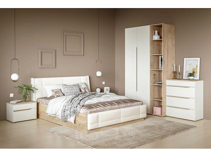 Муссон Кровать 11.28 Н Дуб эндгрейн элег., Марвел вайт к/з*