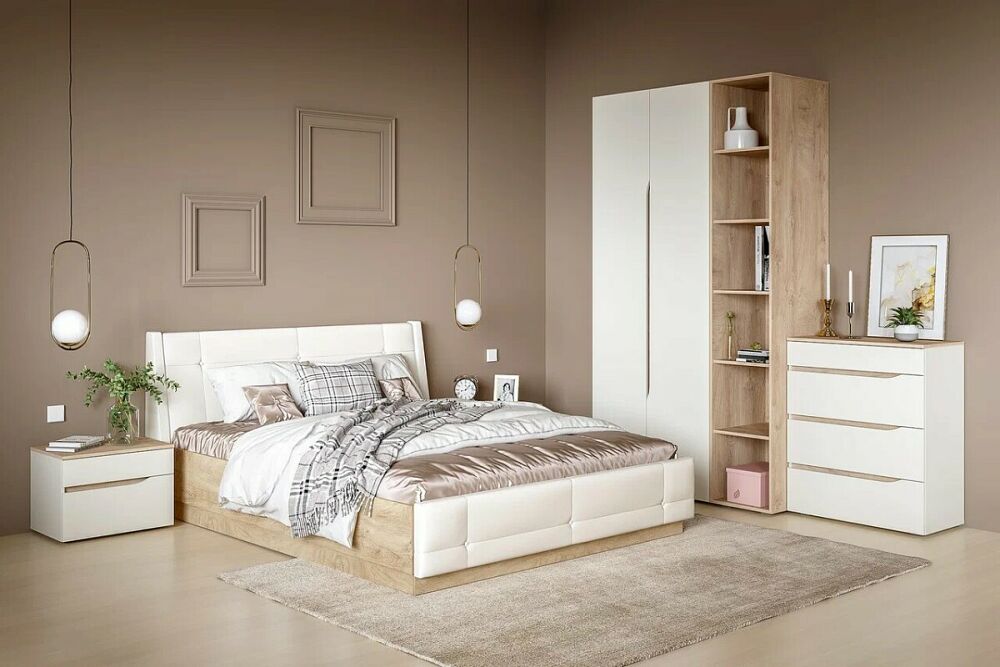 Муссон Кровать 1128 Н Дуб эндгрейн элег Марвел вайт кз 31883₽