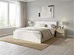 Кровать Мартина без обивки белый глянец/дуб сонома без П/М 140x200, щит-основание, изголовье жесткое