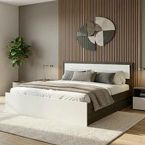 Кровать Мартина без обивки белый глянец/венге без П/М 1400x2000, изголовье жесткое