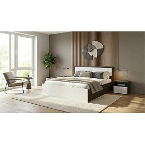 Кровать Мартина без обивки белый глянец/венге без подъёмного механизма 1400x2000, без ортопедического основания, изголовье жесткое