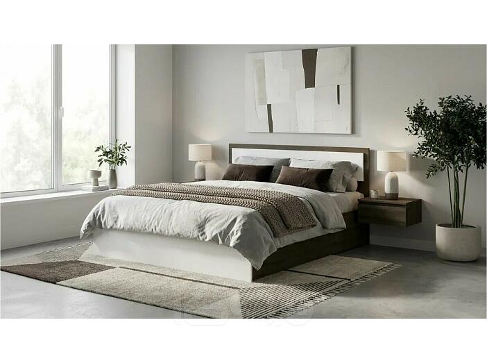 Кровать Мартина без обивки белый глянец/венге без подъёмного механизма 1600x2000, без ортопедического основания, изголовье жесткое