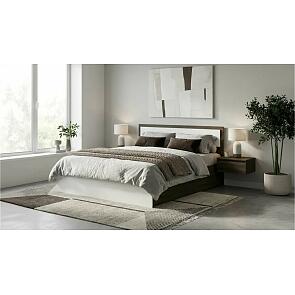 Кровать Мартина без обивки белый глянец/венге без подъёмного механизма 1600x2000, без ортопедического основания, изголовье жесткое