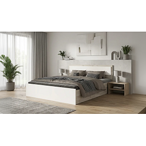 Кровать Мартина без обивки кашемир/дуб крафт серый без П/М 1600x2000, изголовье жесткое