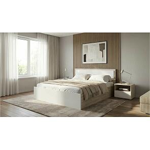 Кровать Мартина без обивки белый глянец/дуб сонома с подъемным механизмом 1400x2000, изголовье жесткое