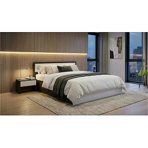 Кровать Мартина без обивки белый глянец/венге с подъемным механизмом 1400x2000, изголовье жесткое