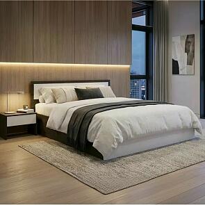 Кровать Мартина без обивки белый глянец/венге С П/М 1400x2000, изголовье жесткое