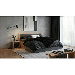 Кровать Мартина без обивки графит/дуб крафт с подъемным механизмом 1400x2000, изголовье жесткое