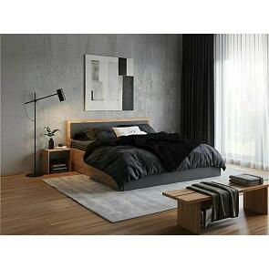 Кровать Мартина без обивки графит/дуб крафт С П/М 1400x2000, изголовье жесткое