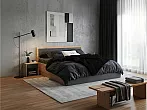 Кровать Мартина без обивки графит/дуб крафт С П/М 140x200, ортопедическое основание, изголовье жесткое