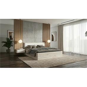 Кровать Мартина без обивки кашемир/дуб крафт серый с подъемным механизмом 1400x2000, изголовье жесткое