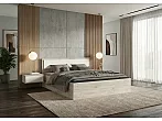 Кровать Мартина без обивки кашемир/дуб крафт серый С П/М 140x200, ортопедическое основание, изголовье жесткое