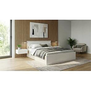 Кровать Мартина без обивки белый глянец/дуб сонома с подъемным механизмом 1600x2000, изголовье жесткое