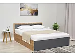 Кровать Мартина без обивки графит/дуб крафт С П/М 160x200, ортопедическое основание, изголовье жесткое