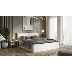 Кровать Мартина без обивки кашемир/дуб крафт серый С П/М 1600x2000, ортопедическое основание, изголовье жесткое