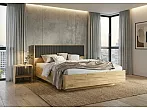 Кровать Марвэл без обивки браш графит/дуб крафт без П/М 160x200, изголовье жесткое