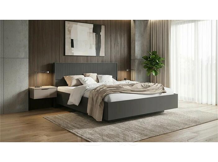 Кровать Марвэл без обивки браш графит/графит без П/М 1600x2000, ортопедическое основание, изголовье жесткое