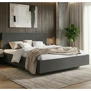 Кровать Марвэл без обивки браш графит/графит без П/М 1600x2000, ортопедическое основание, изголовье жесткое