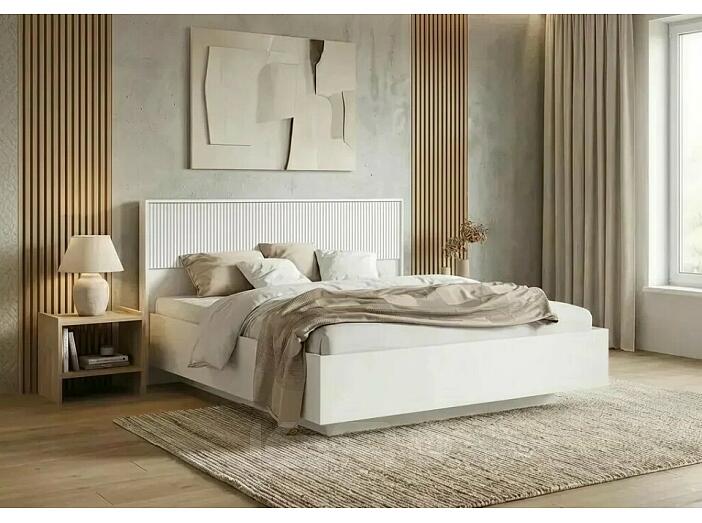 Кровать Марвэл без обивки браш вайт/белый без П/М 1600x2000, изголовье жесткое