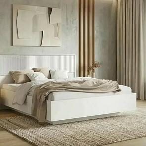 Кровать Марвэл без обивки браш вайт/белый без П/М 1600x2000, изголовье жесткое