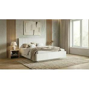 Кровать Марвэл без обивки браш вайт/белый без П/М 1600x2000, изголовье жесткое