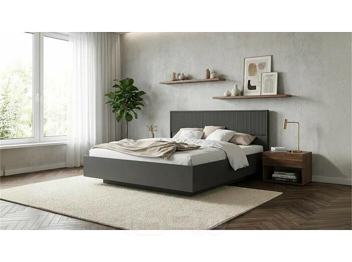 Кровать Марвэл без обивки браш графит/графит без подъёмного механизма 1600x2000, изголовье жесткое