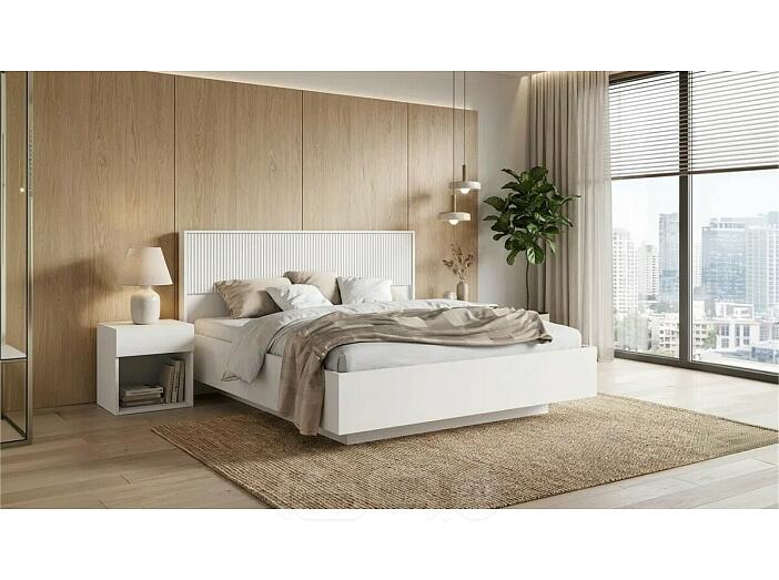 Кровать Марвэл без обивки браш вайт/белый без подъёмного механизма 1600x2000, изголовье жесткое