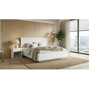 Кровать Марвэл без обивки браш вайт/белый без подъёмного механизма 1600x2000, изголовье жесткое