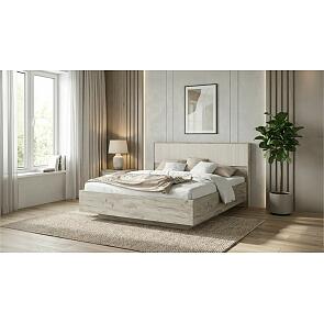 Кровать Марвэл без обивки кашемир/дуб крафт серый без подъёмного механизма 1600x2000, изголовье жесткое