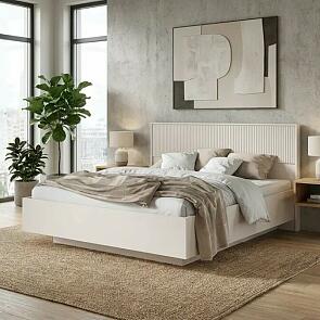 Кровать Марвэл с подсветкой без обивки кашемир/кашемир без П/М 1600x2000, изголовье жесткое