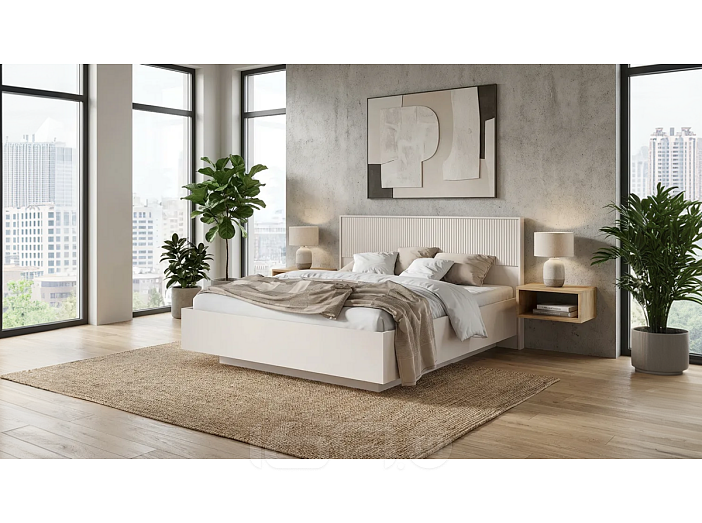 Кровать Марвэл с подсветкой без обивки кашемир/кашемир без П/М 1600x2000, ортопедическое основание, изголовье жесткое