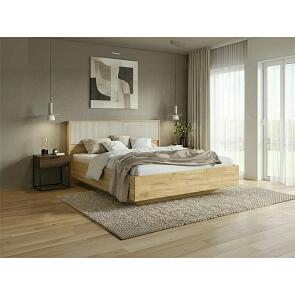 Кровать Марвэл с подсветкой без обивки мальта/дуб крафт без П/М 1600x2000, ортопедическое основание, изголовье жесткое