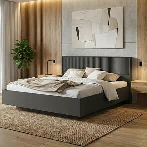 Кровать Марвэл без обивки браш графит/графит без П/М 1600x2000, изголовье жесткое