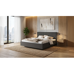 Кровать Марвэл без обивки браш графит/графит без П/М 1600x2000, ортопедическое основание, изголовье жесткое