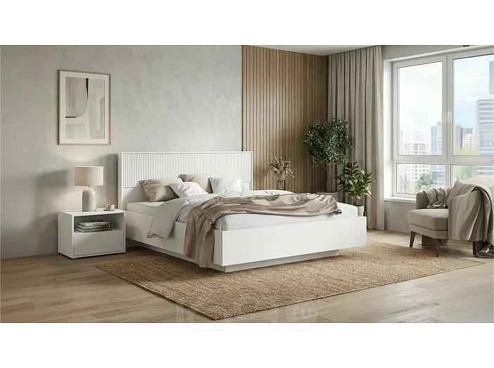 Кровать Марвэл без обивки браш вайт/белый без П/М 1600x2000, изголовье жесткое