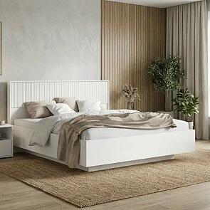 Кровать Марвэл без обивки браш вайт/белый без П/М 1600x2000, ортопедическое основание, изголовье жесткое