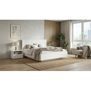 Кровать Марвэл без обивки браш вайт/белый без П/М 1600x2000, изголовье жесткое