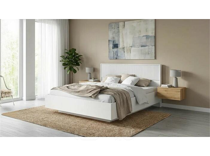 Кровать Марвэл без обивки браш вайт/белый без подъёмного механизма 1600x2000, изголовье жесткое