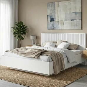Кровать Марвэл без обивки браш вайт/белый без П/М 1600x2000, изголовье жесткое
